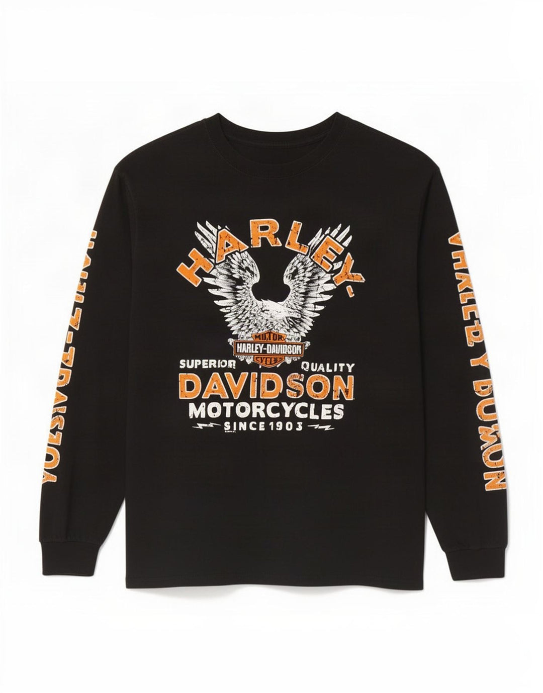 Harley Davidson Haut graphique à manches longues pour homme en coton noir