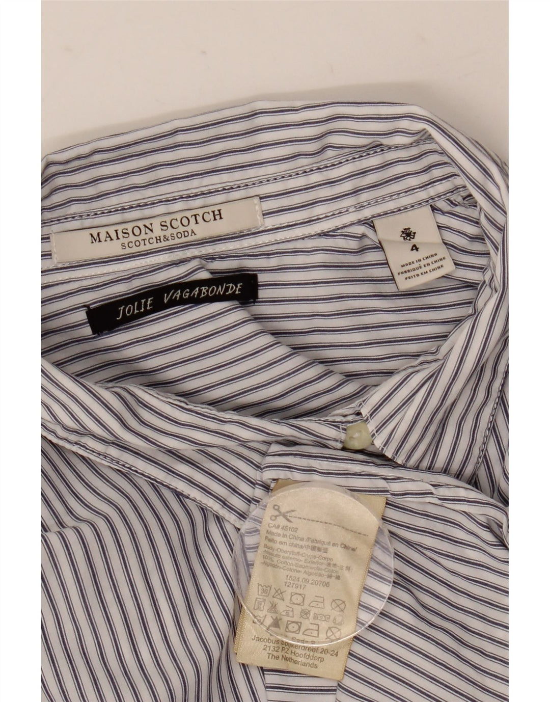 Scotch & Soda Chemise Homme Blanc Moyen Rayé Coton
