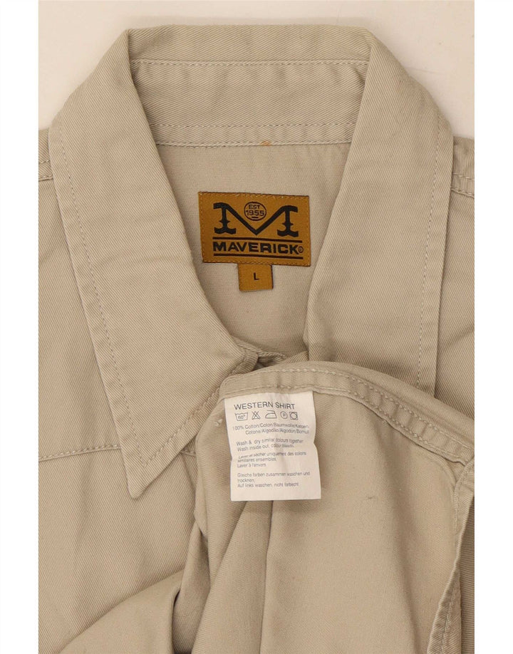MAVERICK Chemise Western Homme Grand Coton Beige