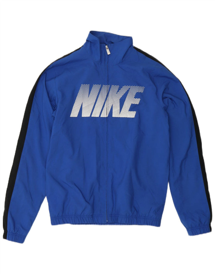 NIKE Veste de survêtement graphique pour hommes, petit, bleu, color block, polyester