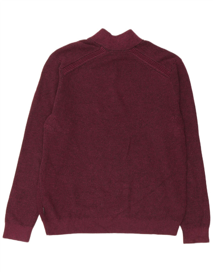 Ted Baker Pull à col zippé pour homme Taille 6 2XL Bordeaux Polyester