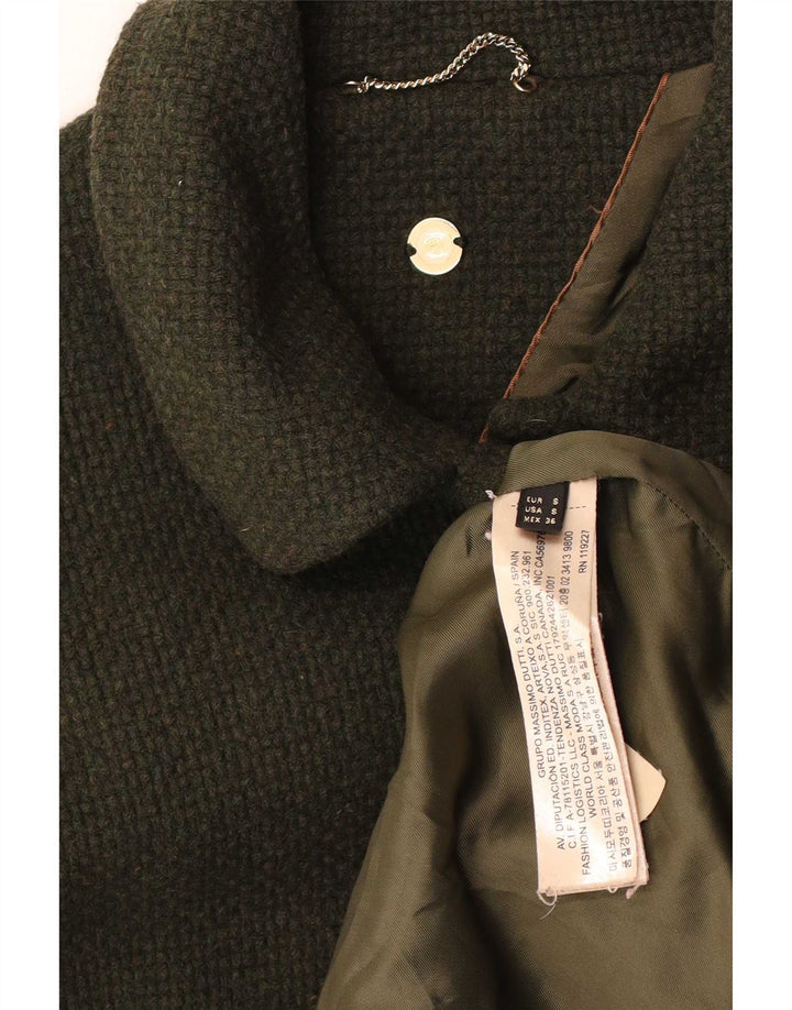 Massimo Dutti Manteau surdimensionné pour femme UK 10 Petite laine kaki
