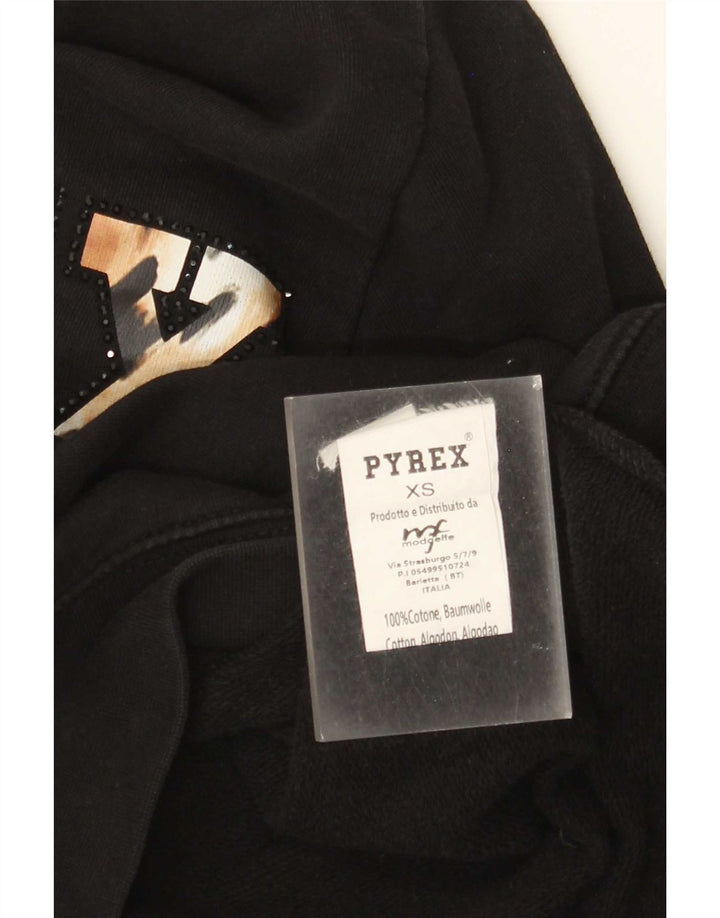 Pyrex Sweat-shirt graphique pour femme UK 6 XS Noir Coton