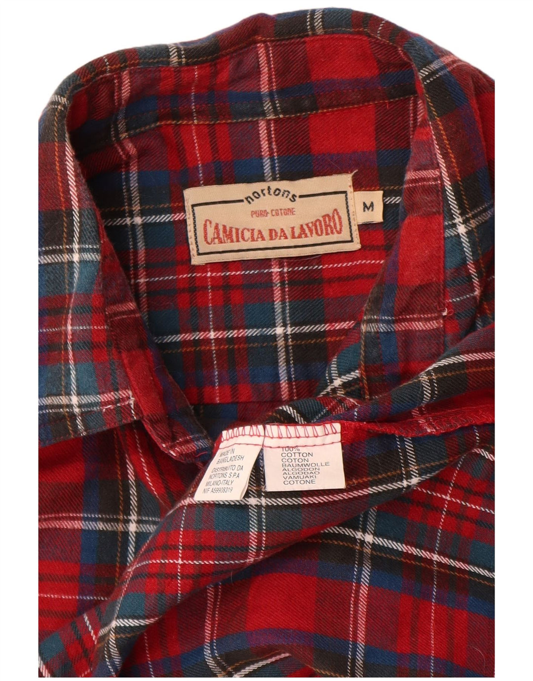 NORTONS Chemise en flanelle pour homme en coton à carreaux rouge moyen