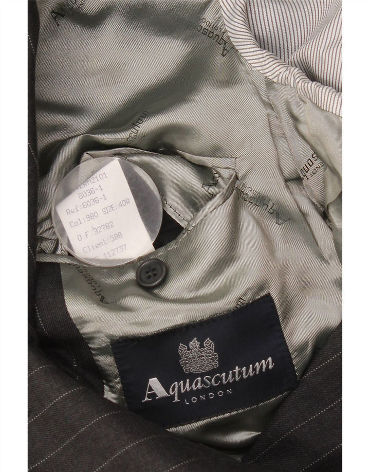 Aquascutum Veste Blazer 3 Boutons pour Homme UK 40 Grande Laine à Rayures Grises