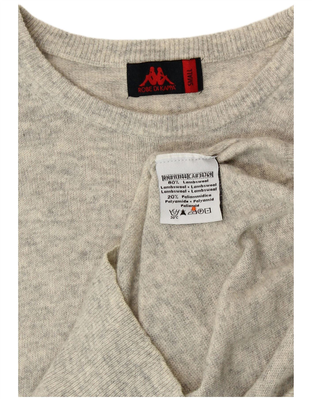 KAPPA Pull col bateau pour homme en laine d'agneau mouchetée gris petit