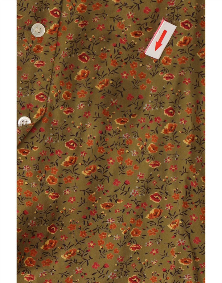 Ballon Chemise Femme Chemisier EU 38 Moyen Kaki Soie Florale