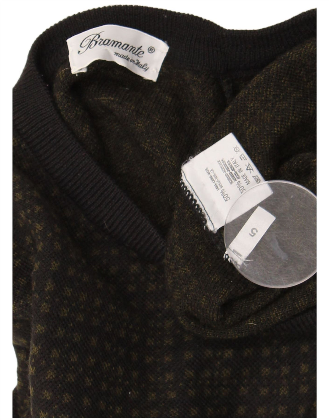 Bramante Pull col V pour homme en laine géométrique grise