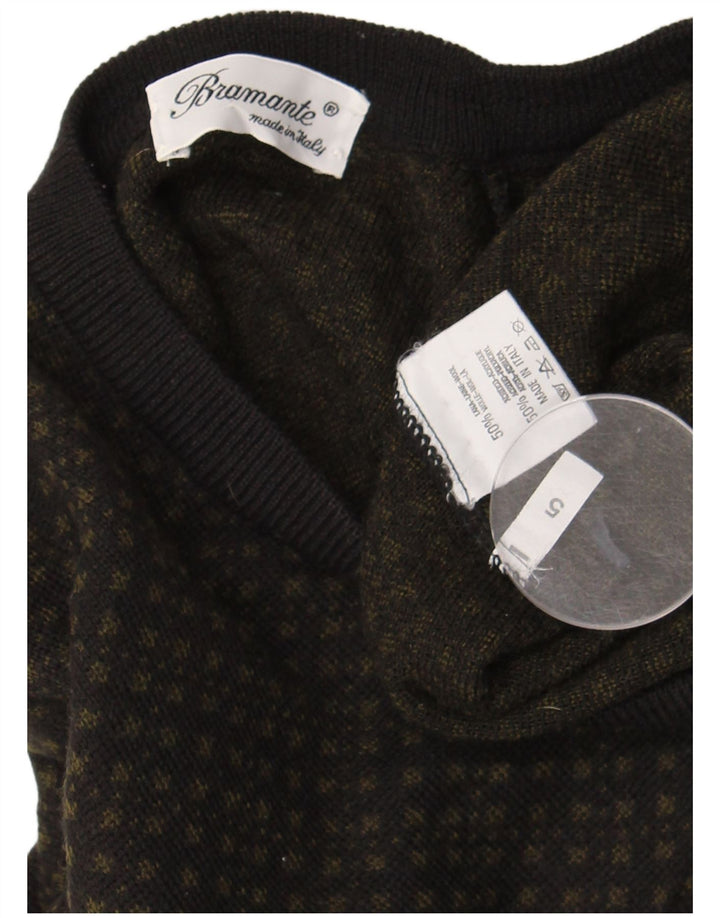 Bramante Pull col V pour homme en laine géométrique grise