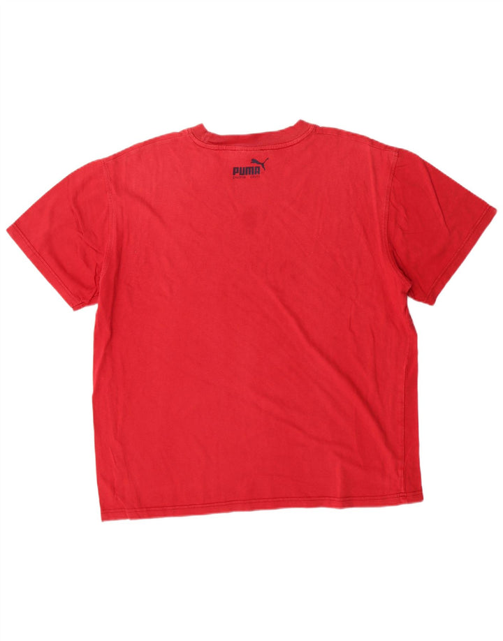 Puma Homme Graphic T-Shirt Top Large Rouge Coton