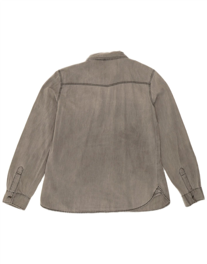 ZARA Womens Denim Shirt UK 16 Large Grey
