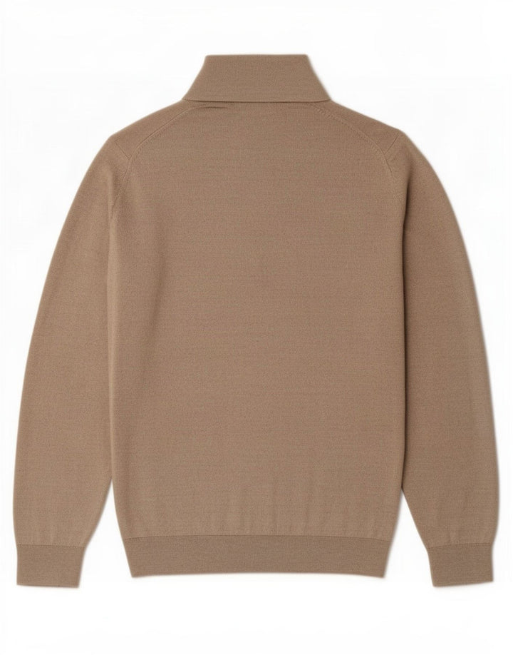 Reiss Homme Pull Col Zippé Large Beige Acrylique
