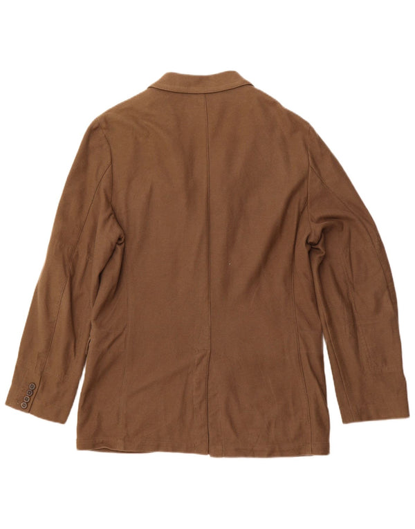 MASSIMO DUTTI Veste blazer à 3 boutons pour homme UK 40 Large Marron Coton