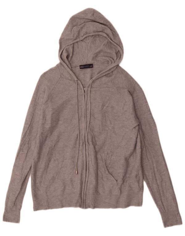 Marks & Spencer Pull cardigan à capuche pour femme UK 10 Small Gris Viscose