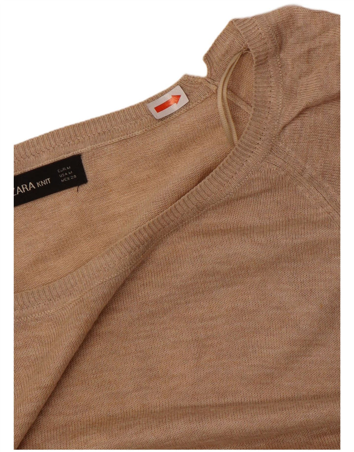 Zara Pull surdimensionné à col bateau pour femme UK 14 Beige moyen