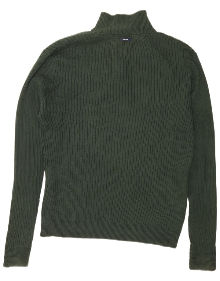 Nautica Pull à col boutonné pour homme en coton vert Taille L