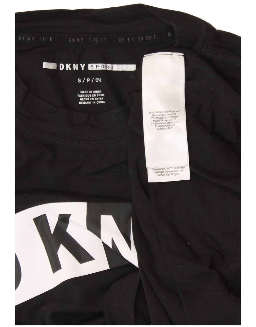 DKNY Débardeur graphique pour femme UK 10 Petit coton noir