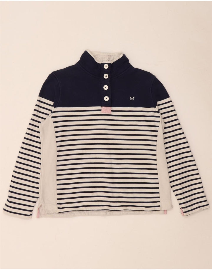 Crew Clothing Sweat-shirt pour femme UK 12 Medium Bleu marine rayé