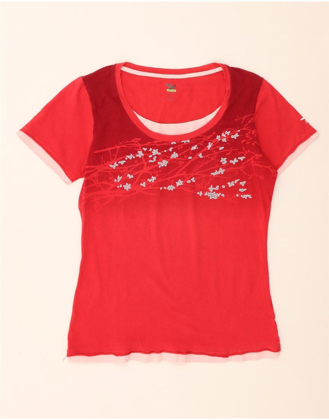SALEWA T-Shirt Femme UK 14 Medium Rouge Floral