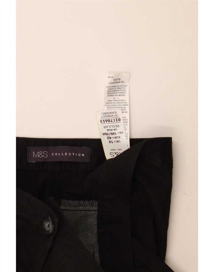 Marks & Spencer Pantalon capri régulier pour femme UK 14 Large W34 L24 Noir