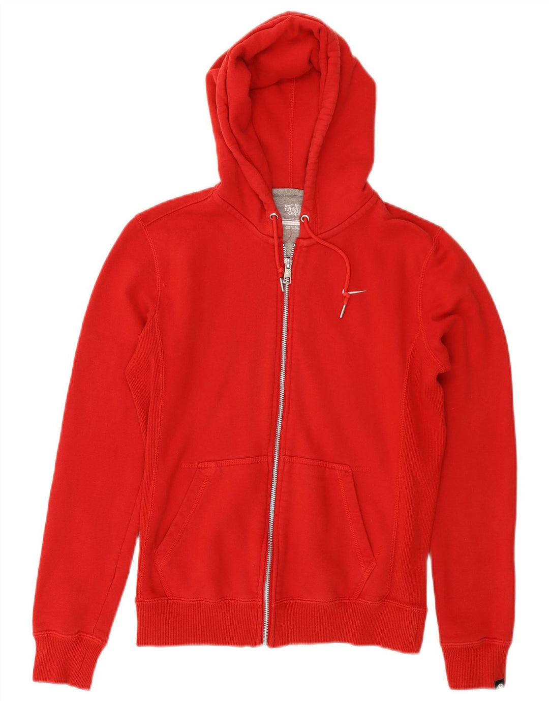 NIKE Pull à capuche zippé pour femme UK 12 Coton rouge moyen