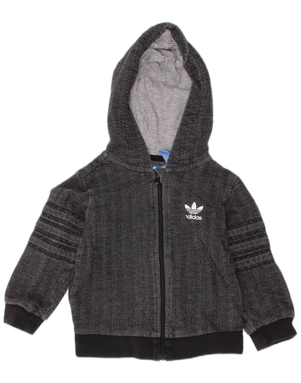ADIDAS Pull à capuche zippé graphique pour bébé garçon 9-12 mois Chevron gris