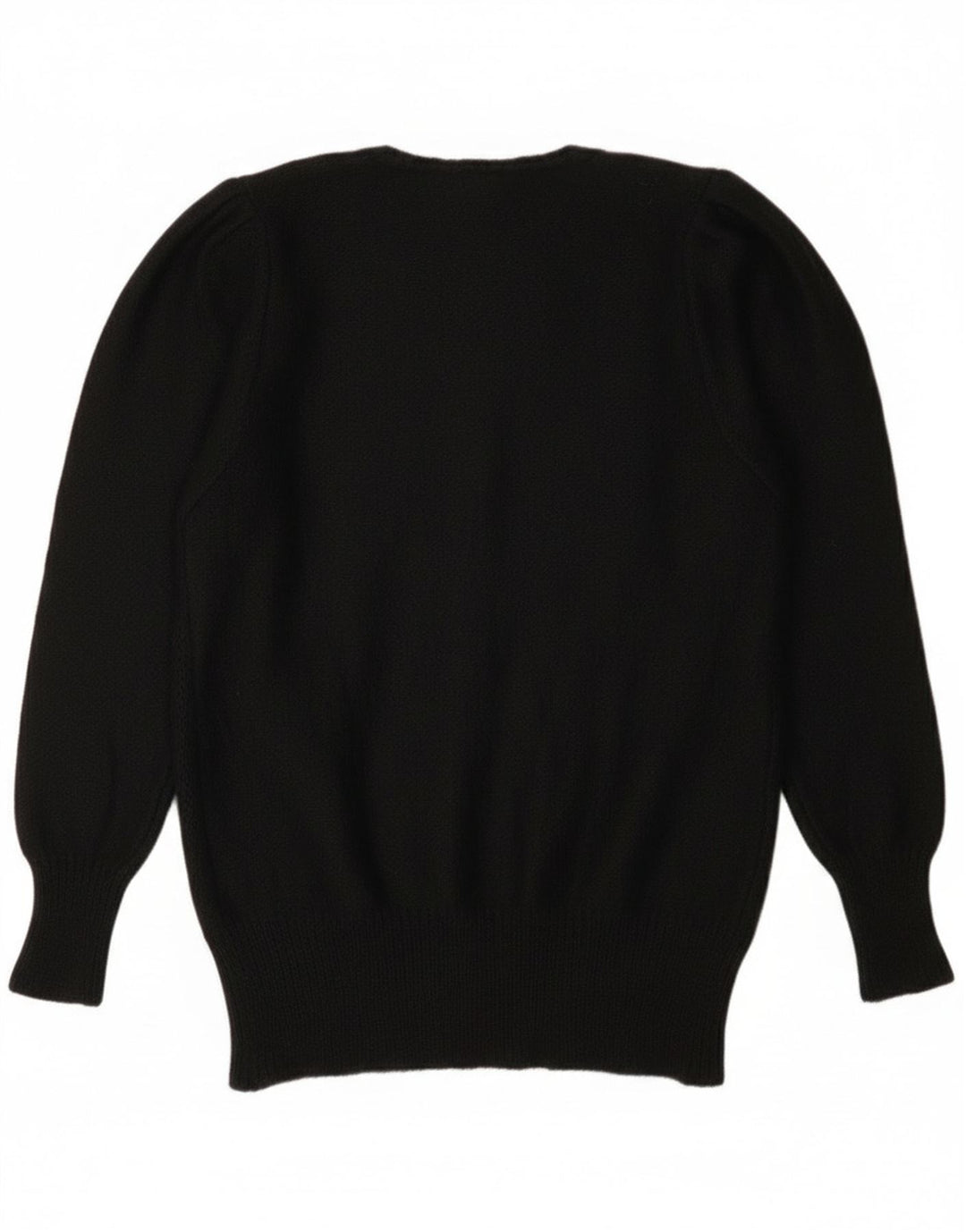vintage Femme Crew Neck Jumper Pull IT 44 Moyen Noir