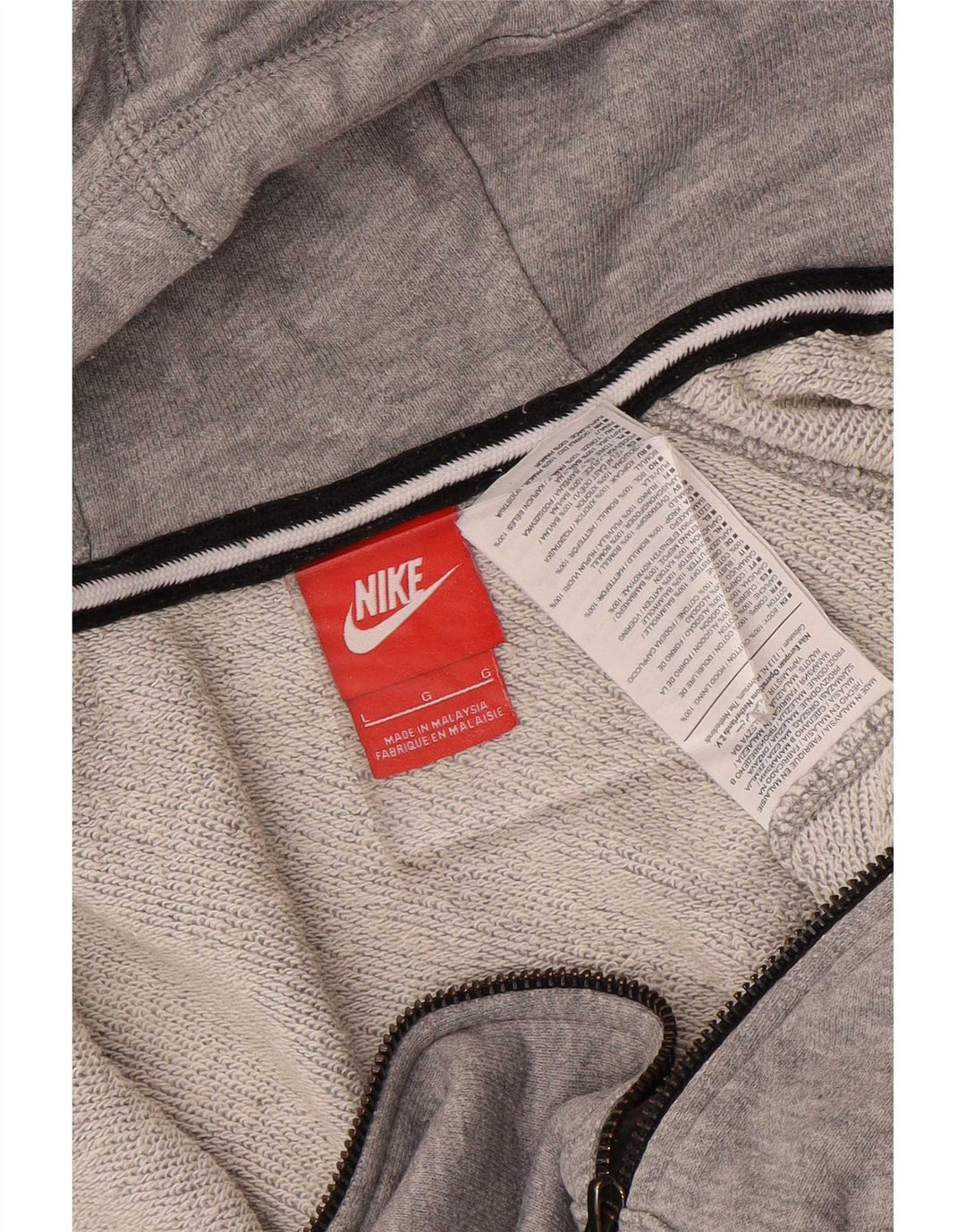 Nike Pull à capuche zippé pour homme Grand coton gris