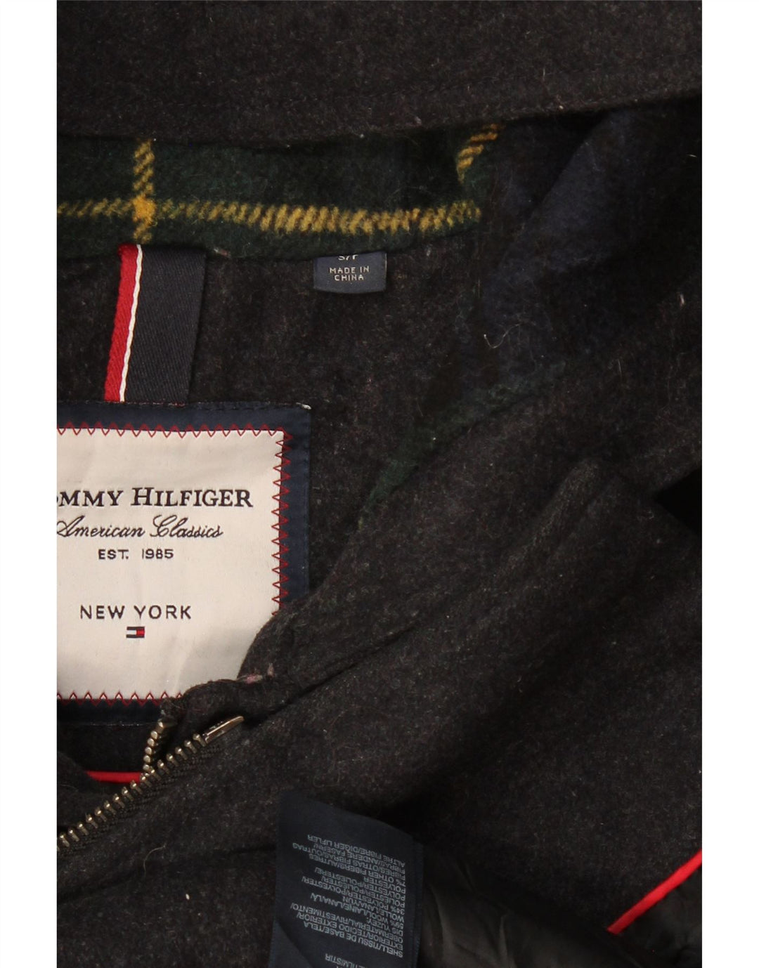 Tommy Hilfiger Duffle Coat à capuche pour femme UK 10 Petite laine grise