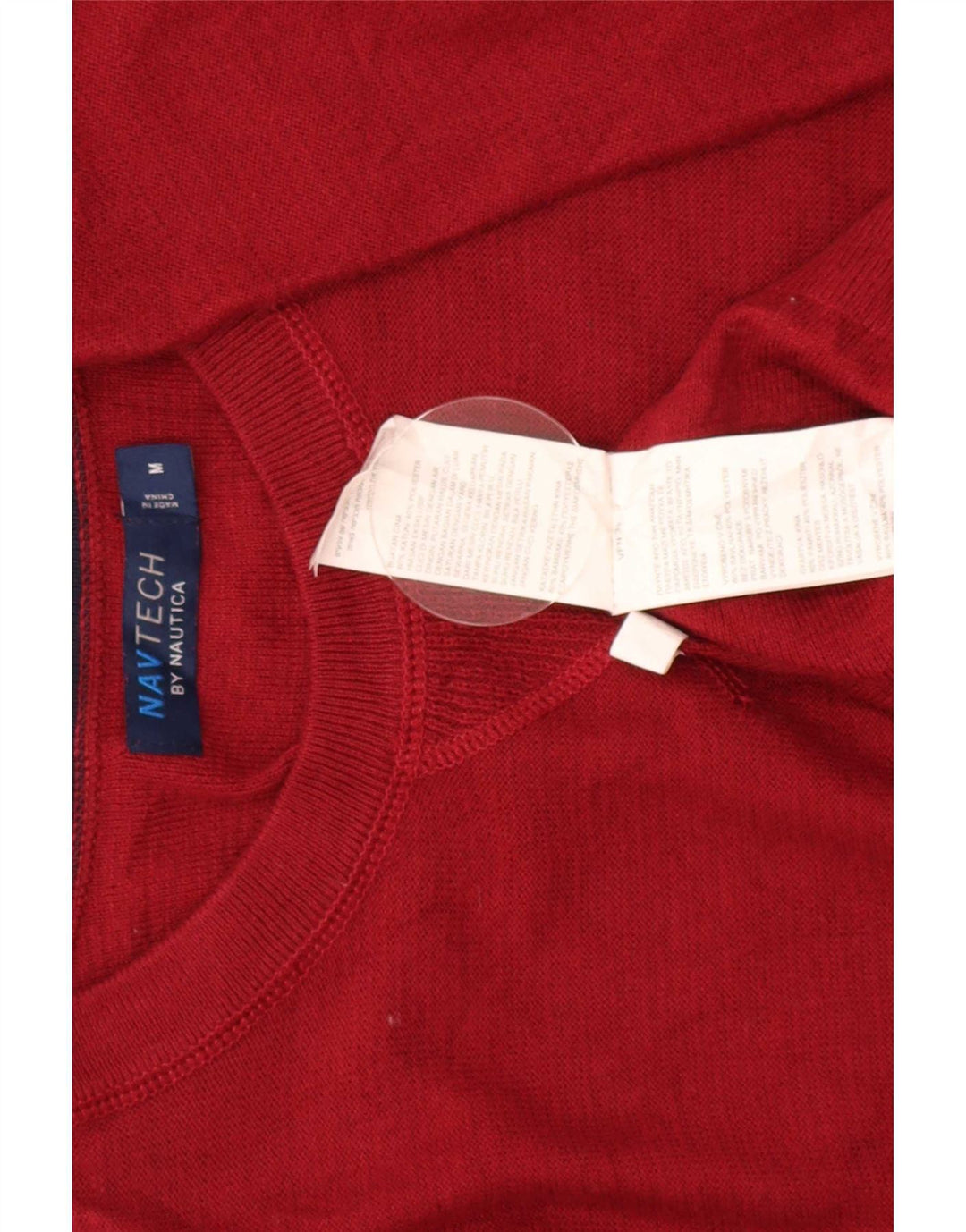 Nautica Pull col rond coupe classique pour homme en coton rouge moyen