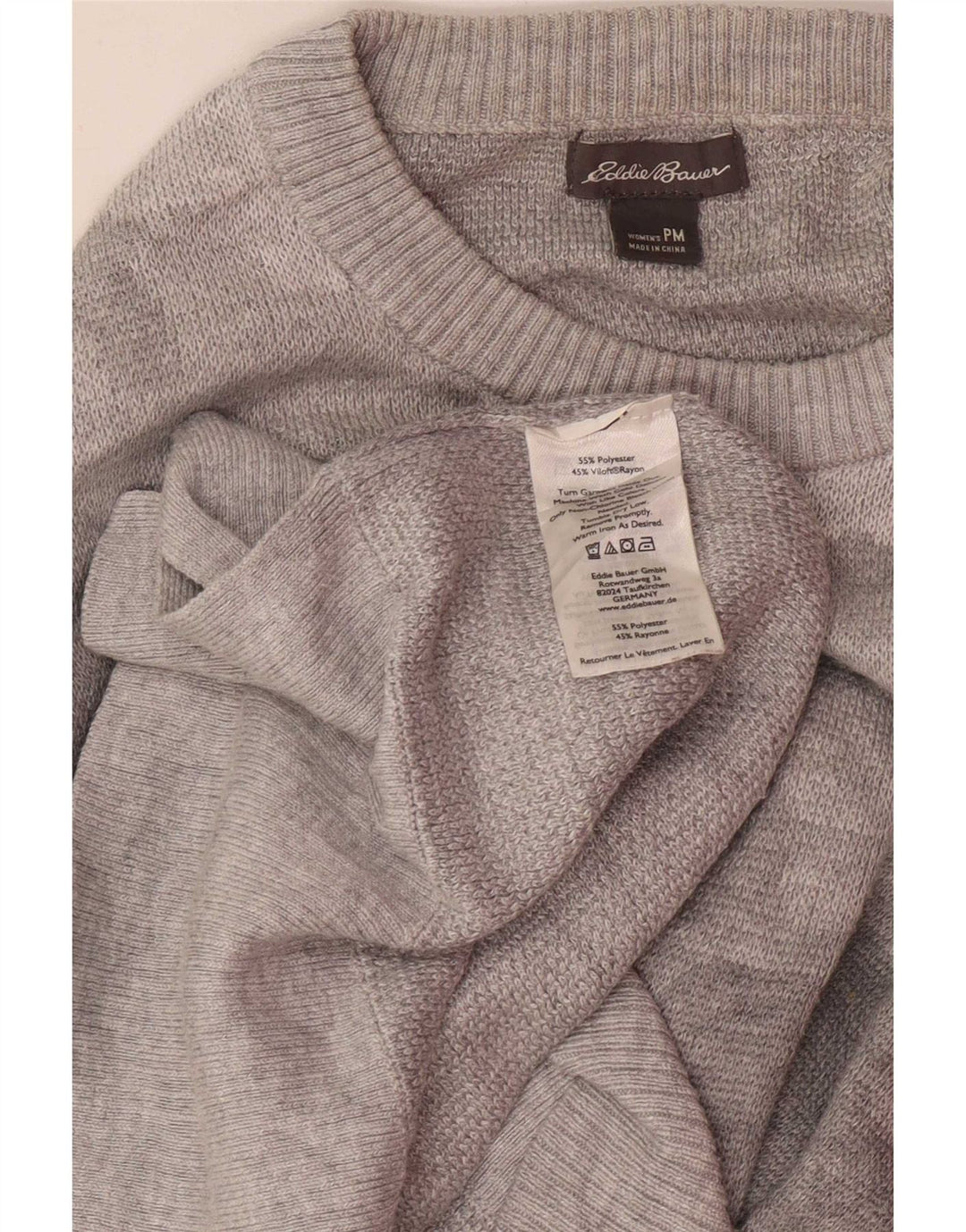 Eddie Bauer Pull à col rond pour femme Petite Taille UK 14 Gris moyen