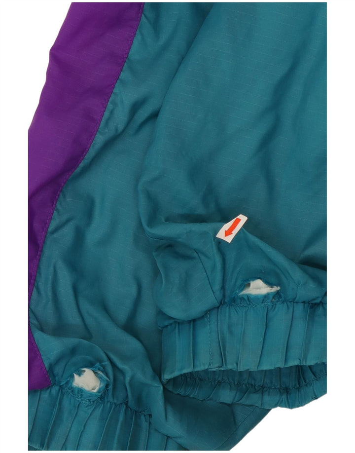 vintage Mens Survêtement Top Veste Grand Turquoise Colourblock Nylon années 90