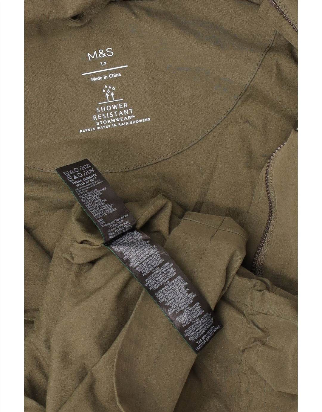 Marks & Spencer Veste de pluie à capuche pour femme UK 14 Large Kaki Polyester