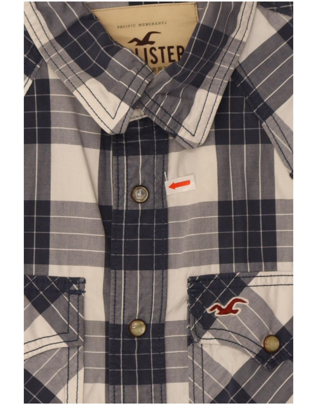 Hollister Chemise Homme Petit Carreau Bleu Marine Coton
