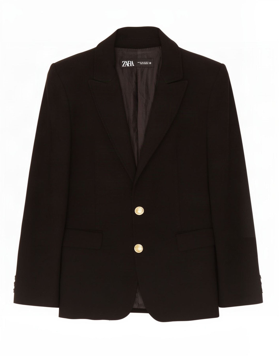 Zara Veste blazer à 2 boutons pour femme UK 6 XS Noir Polyester