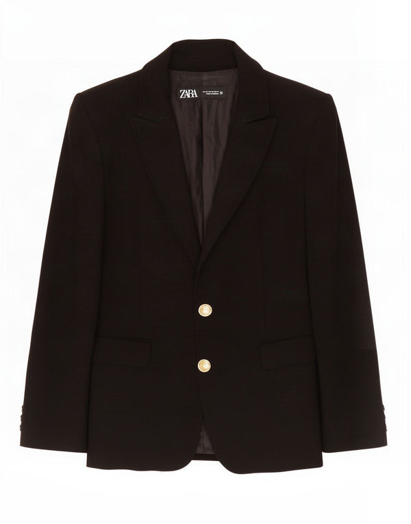 Zara Veste blazer à 2 boutons pour femme UK 6 XS Noir Polyester