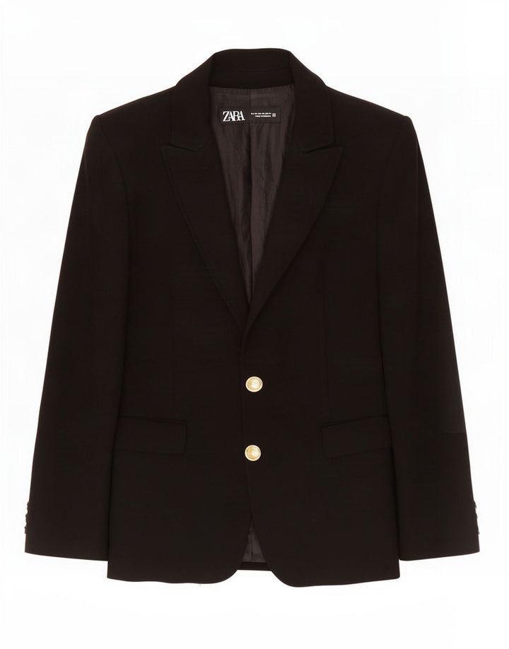 Zara Veste blazer à 2 boutons pour femme UK 6 XS Noir Polyester