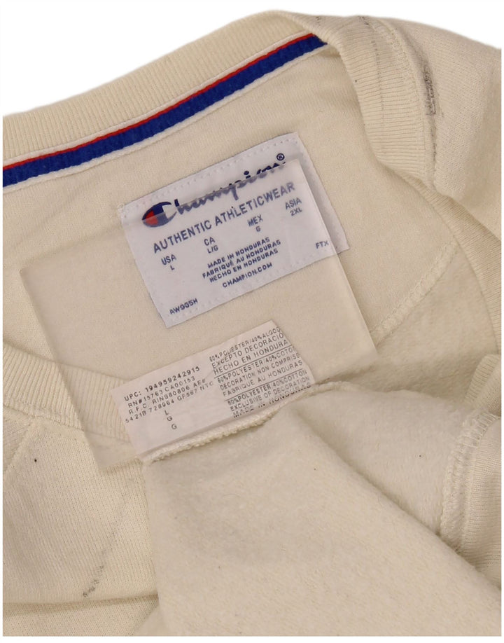 CHAMPION Sweat-Shirt Homme Blanc Cassé Large Polyester