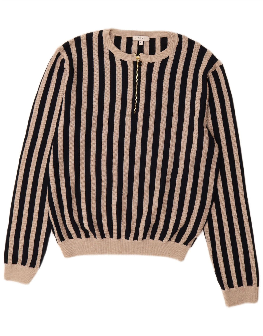 Reiss Pull col zippé pour femme UK 14 Polyester rayé noir moyen