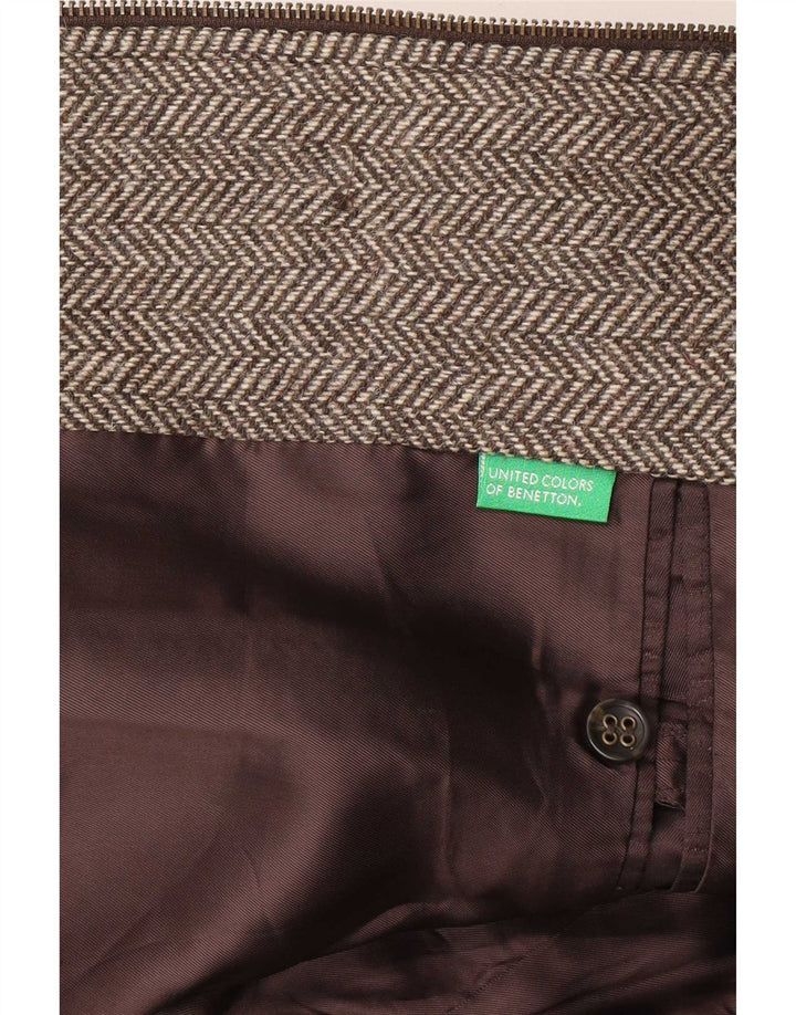 Benetton Veste blazer pour homme UK 38 Marron moyen à chevrons