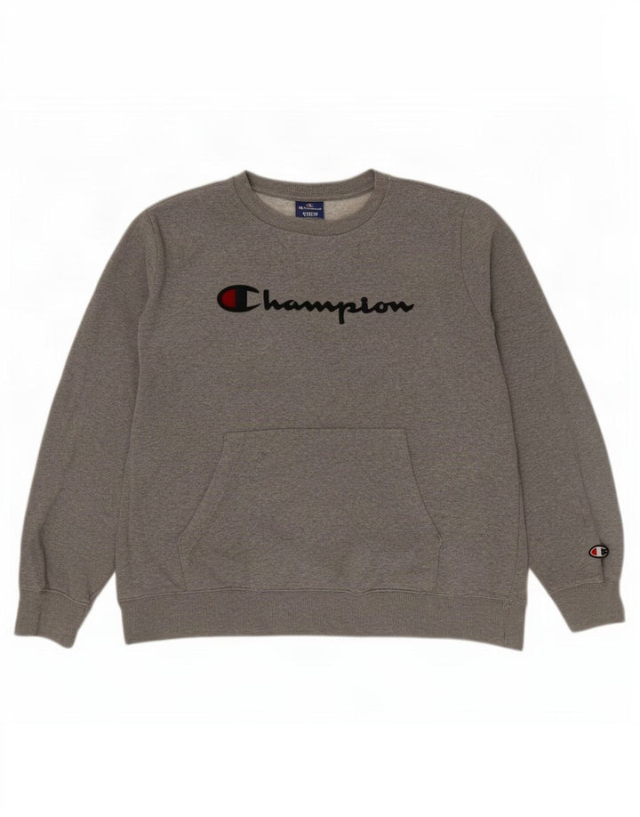 Champion Sweat-Shirt Graphique Homme Gris Moyen Moucheté