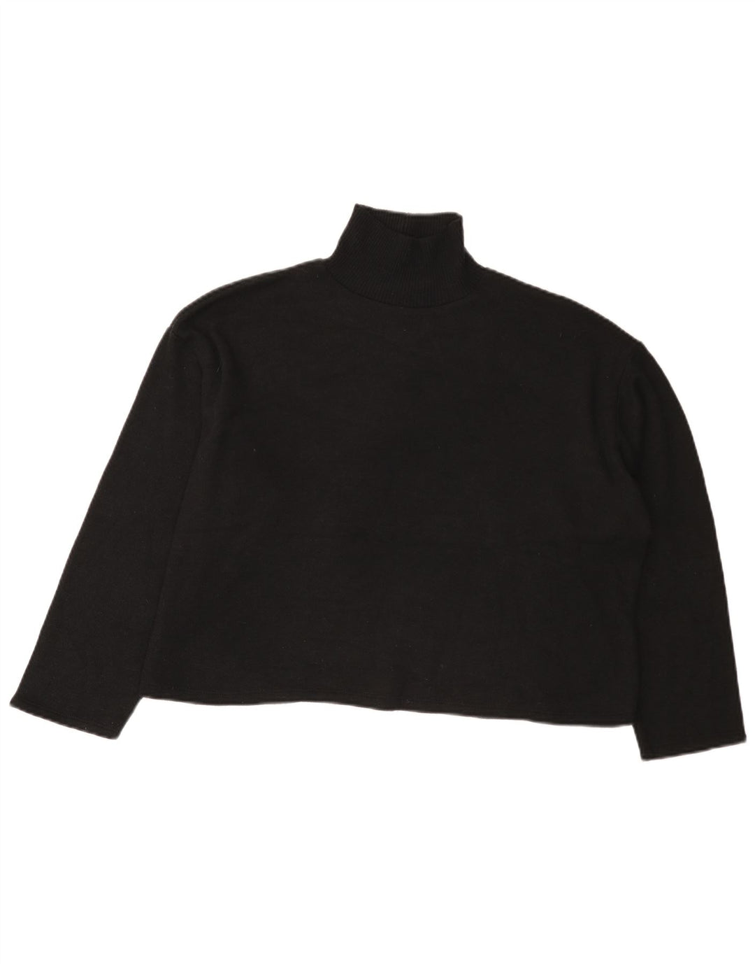Zara Pull court surdimensionné à col roulé pour femme UK 14 Large Noir