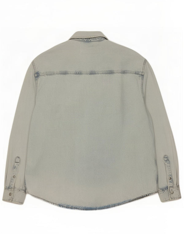Calvin Klein Jeans Chemise en jean coupe droite pour homme, grand bleu, coton