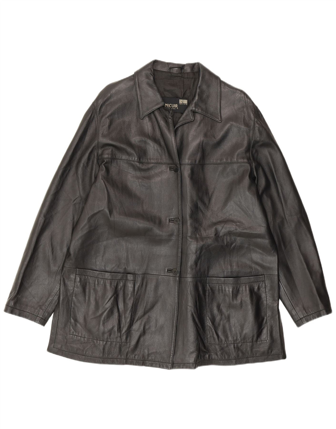 veste en cuir femme vintage IT 54 3XL Cuir noir