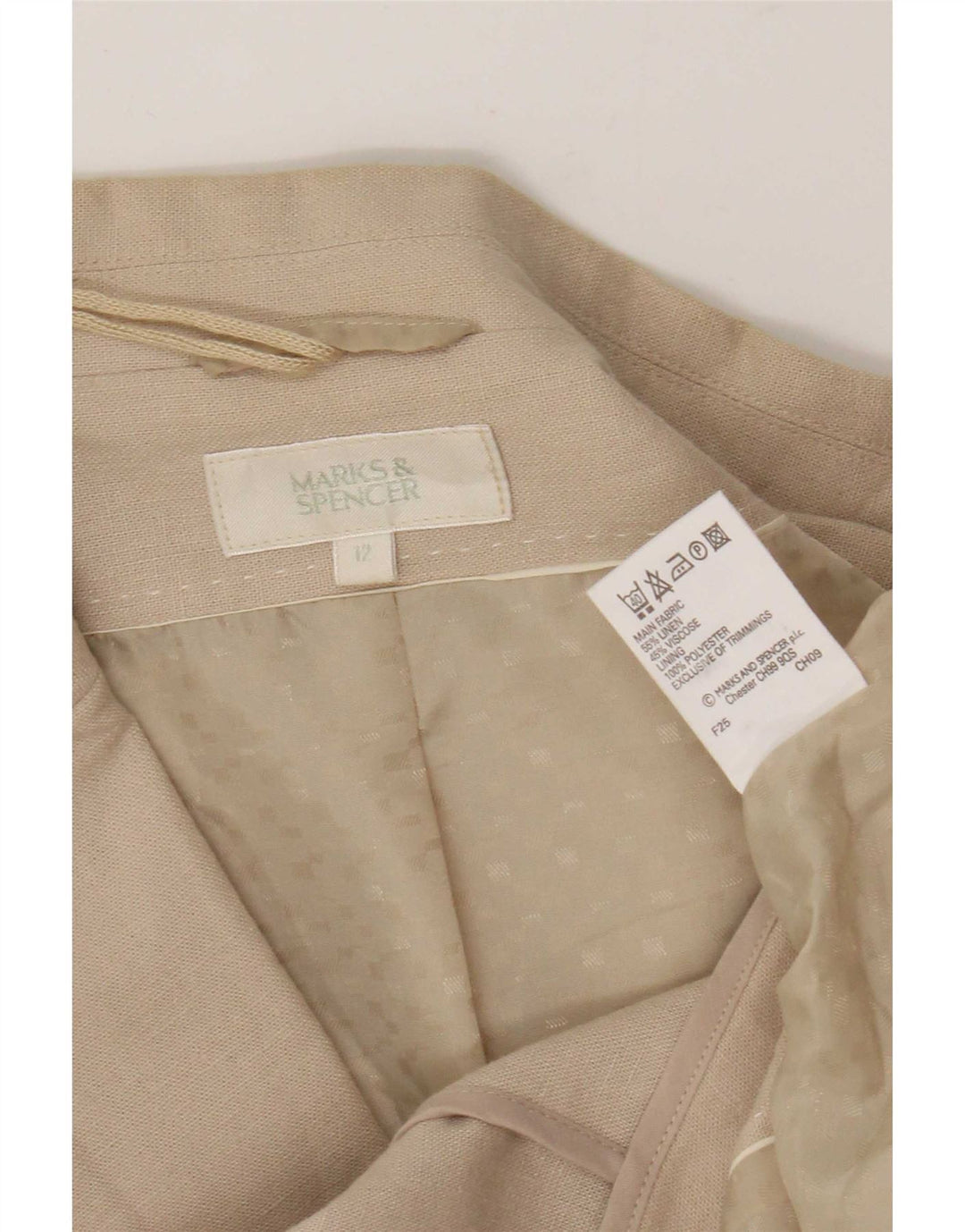 Marks & Spencer Veste blazer à 2 boutons pour femme UK 12 Lin beige moyen