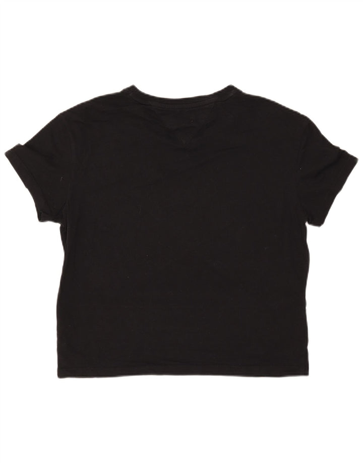 TOMMY HILFIGER T-shirt court surdimensionné pour femme UK 10 Small Noir