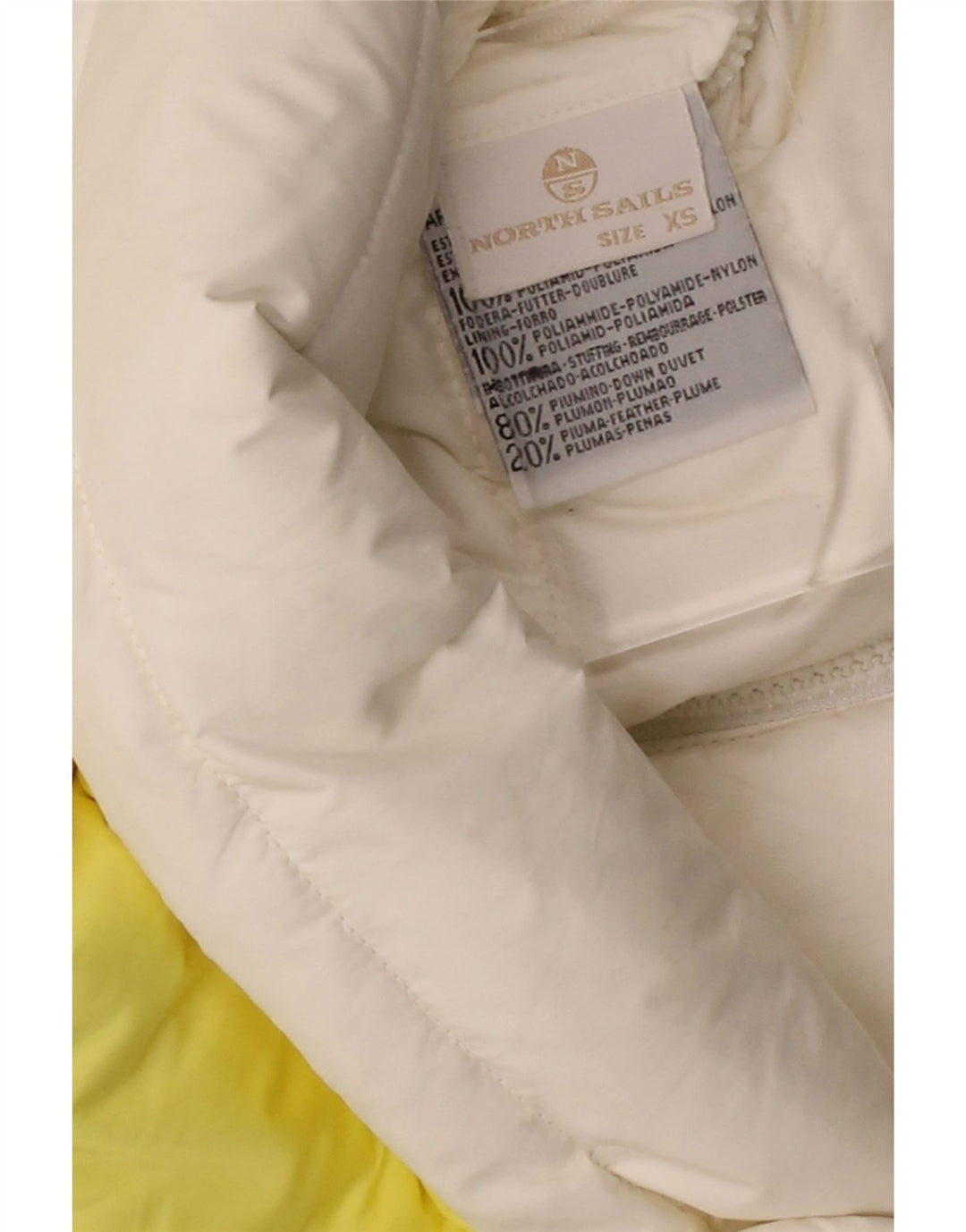 NORTH SAILS Womens Padded Gilet UK 6 XS Yellow Polyamide Vintage North Sails and Second-Hand North Sails from Messina Hembry 