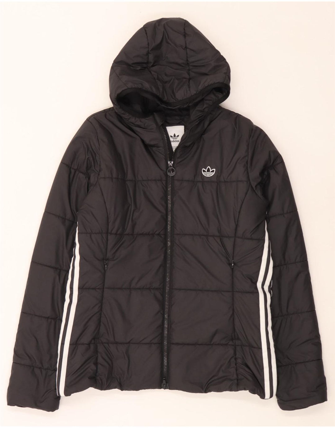 Adidas Veste rembourrée à capuche pour femme UK 16 Large Noir Polyester