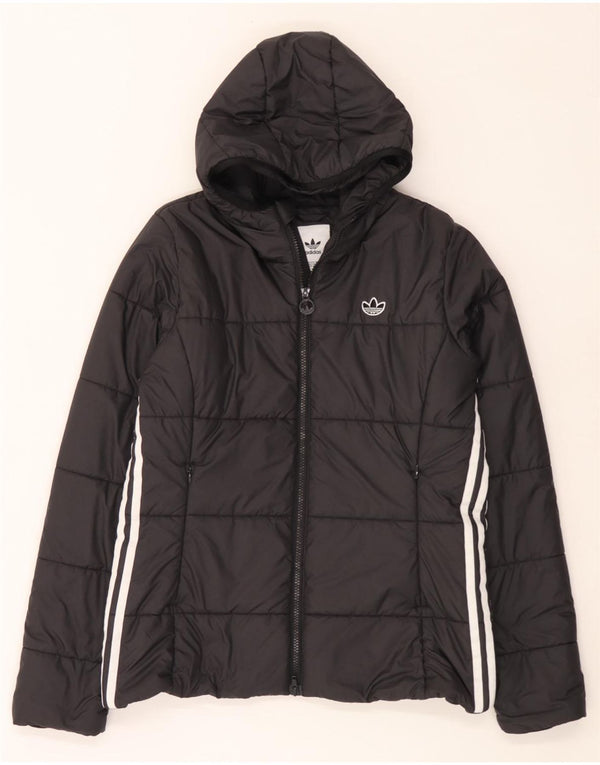 Adidas Veste rembourrée à capuche pour femme UK 16 Large Noir Polyester