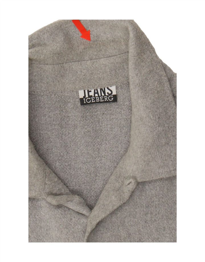 ICEBERG Mens Military Flannel Shirt Large Grey Vintage Iceberg and Second-Hand Iceberg from Messina Hembry 